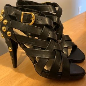 Studded Colin Stuart size 10 black and gold high heels